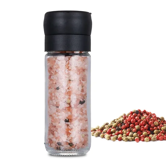 100ml 투명 플라스틱 소금 조미료 병 및 수동 후추 분쇄기 세라믹 로터 향신료 분쇄기 유리 병