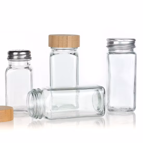 대나무 뚜껑이 달린 맞춤형 120ml 유리 향신료 병