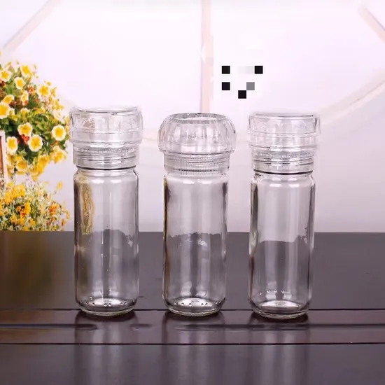 100ml 180ml 200ml 주방 도구 소금 및 후추 분쇄기 유리 병 플라스틱 뚜껑 향신료 분쇄기 밀