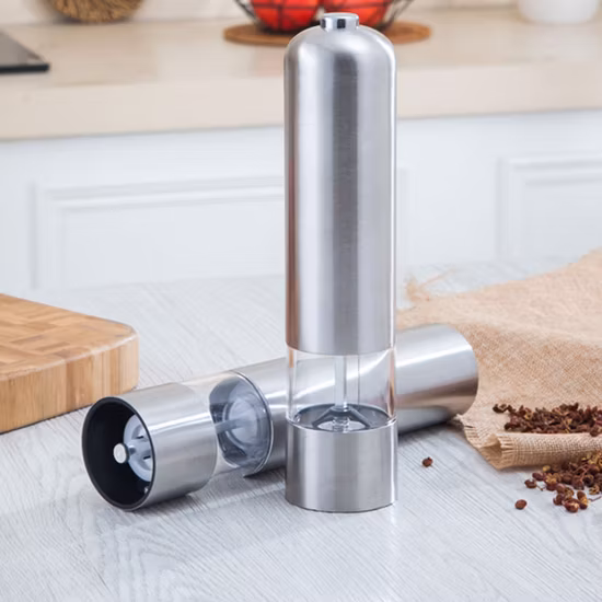 Amazon 배터리 자동 스테인리스 스틸 소금 후추 분쇄기 전기 Sea Remihof 향신료 소금 및 후추 셰이커 밀 분쇄기
